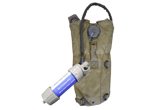 Olive hydration kit with breathable mesh straps and leak-proof drinking tube