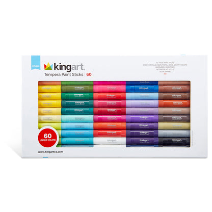 Kingart Tempera Paint Sticks - 60 Colors Washable Quick Drying