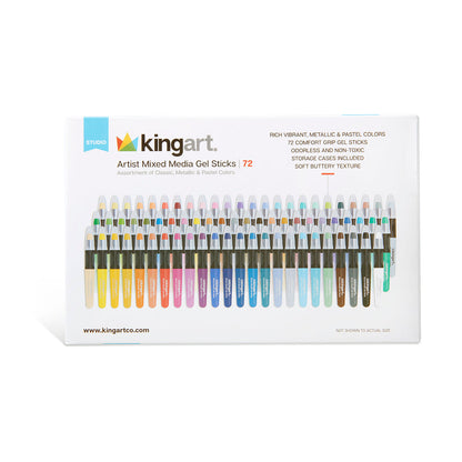 Kingart Mixed Media Gel Stick Crayons - 72 Colors Set