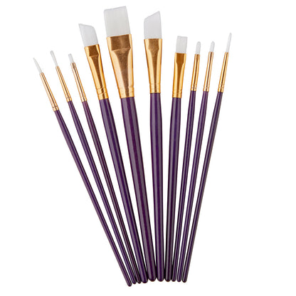 KINGART Studio White Nylon Paint Brush Set - 10 Piece
