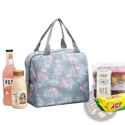 Insulated Waterproof Lunch Bag | 5 Patterns | Cactus, Flamingo, Flower, Leaf, Pink White | ARBA Global - Niksstuff
