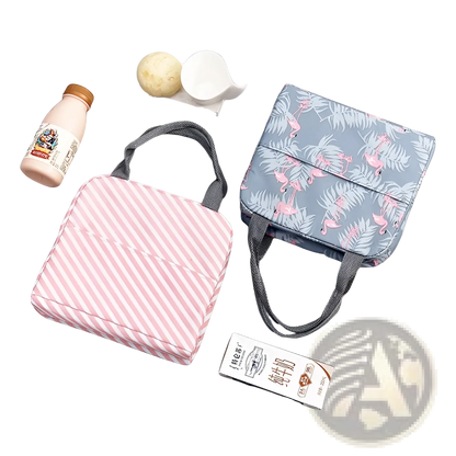 Insulated Waterproof Lunch Bag | 5 Patterns | Cactus, Flamingo, Flower, Leaf, Pink White | ARBA Global - Niksstuff