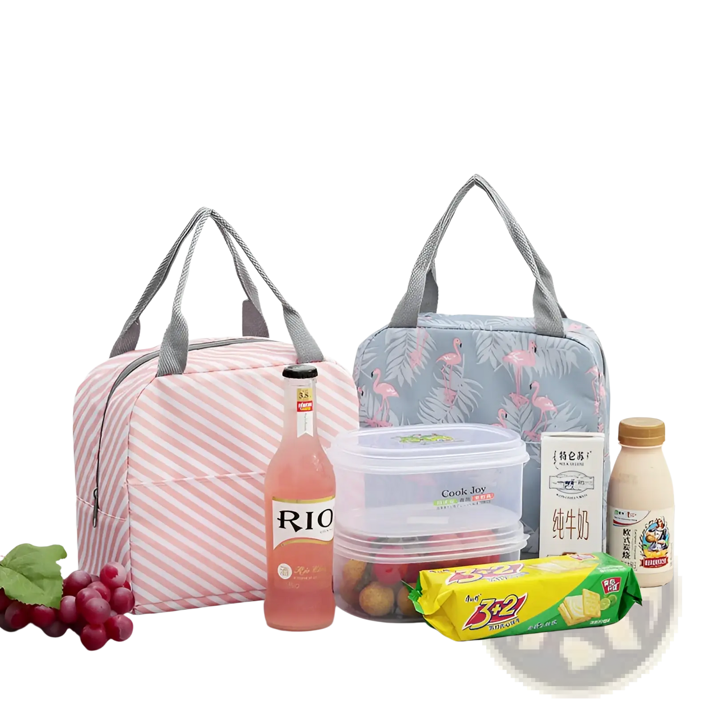 Insulated Waterproof Lunch Bag | 5 Patterns | Cactus, Flamingo, Flower, Leaf, Pink White | ARBA Global - Niksstuff