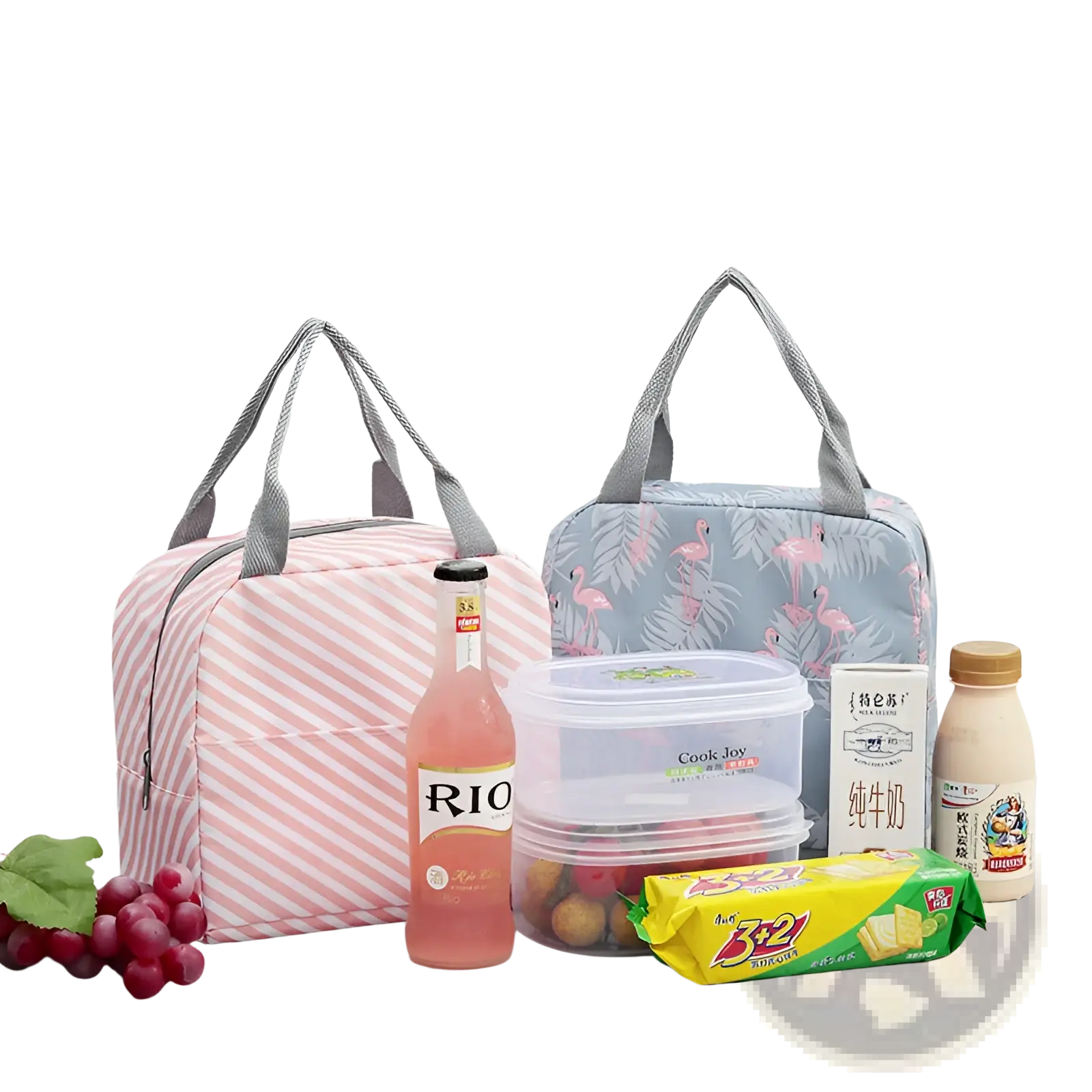 Insulated Waterproof Lunch Bag | 5 Patterns | Cactus, Flamingo, Flower, Leaf, Pink White | ARBA Global - Niksstuff
