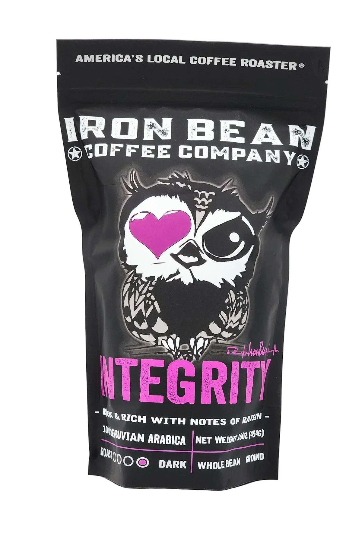 Iron Bean Coffee Integrity Dark Roast Organic Coffee Beans