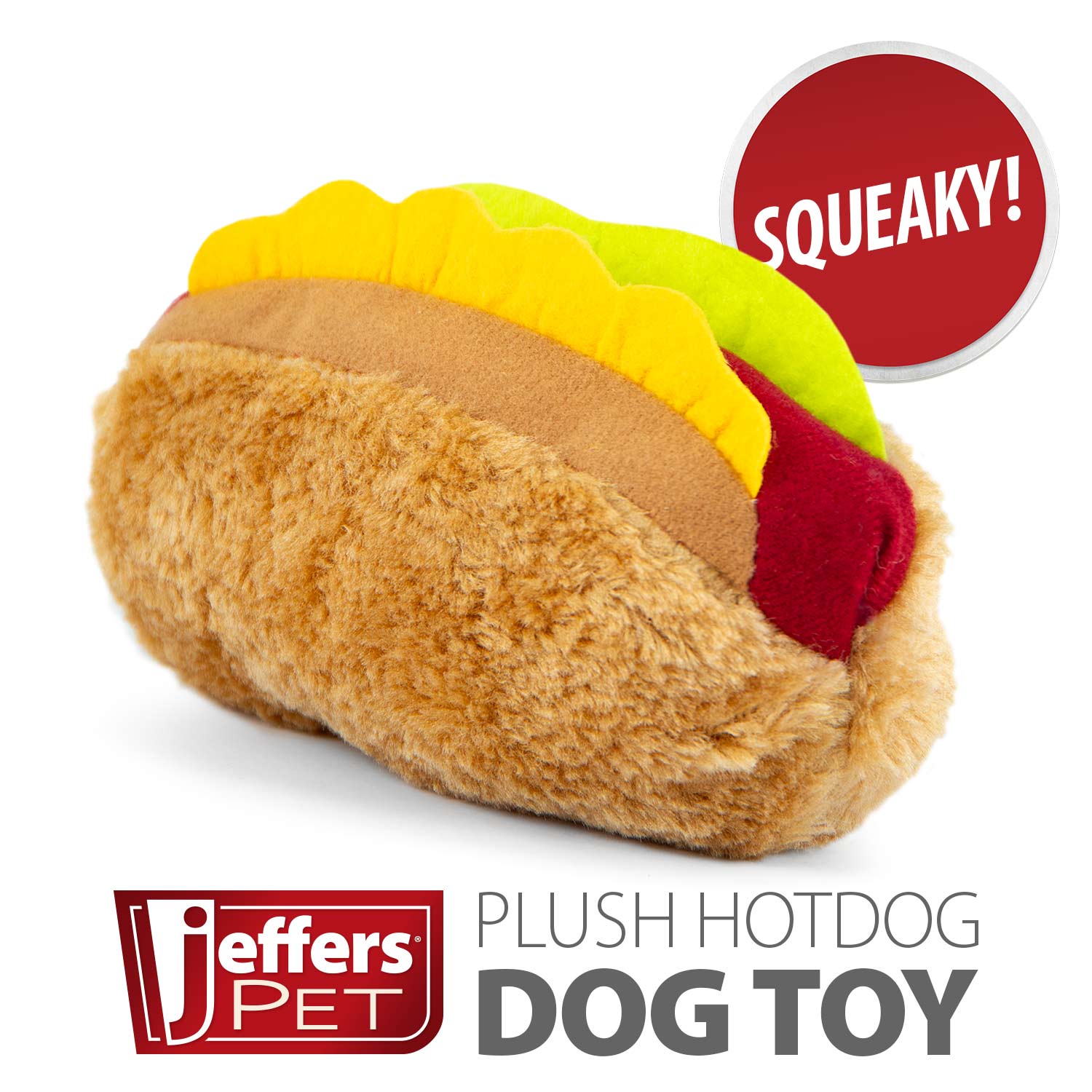 Jeffers American Grill Time Plush Squeaker Dog Toys | Hamburger or Hot Dog | Jeffers - Niksstuff