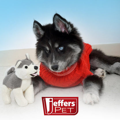 Jeffers Animal Cuddlers Plush Squeaky Dog Toys | 8" | Pink Pig or Gray/White Dog - Niksstuff