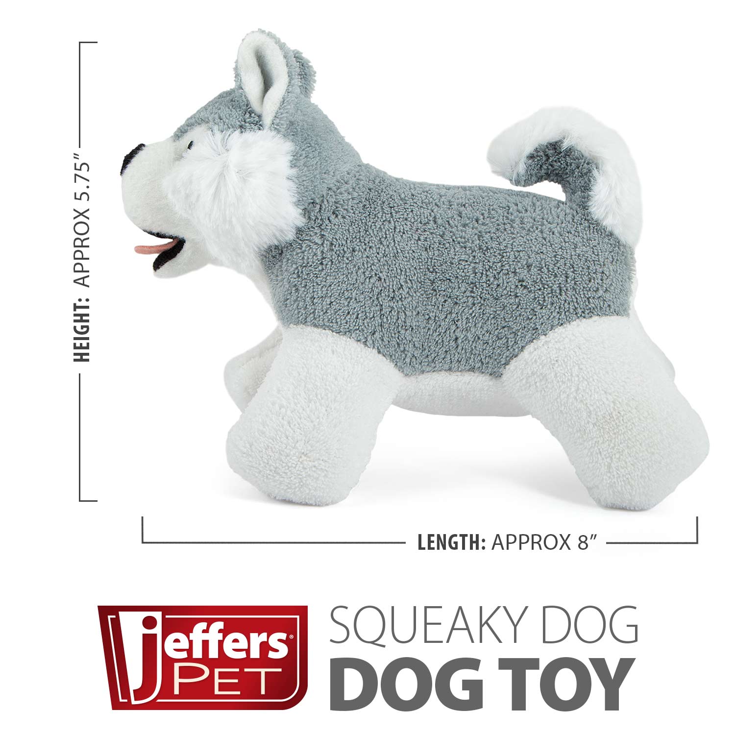 Jeffers Animal Cuddlers Plush Squeaky Dog Toys | 8" | Pink Pig or Gray/White Dog - Niksstuff
