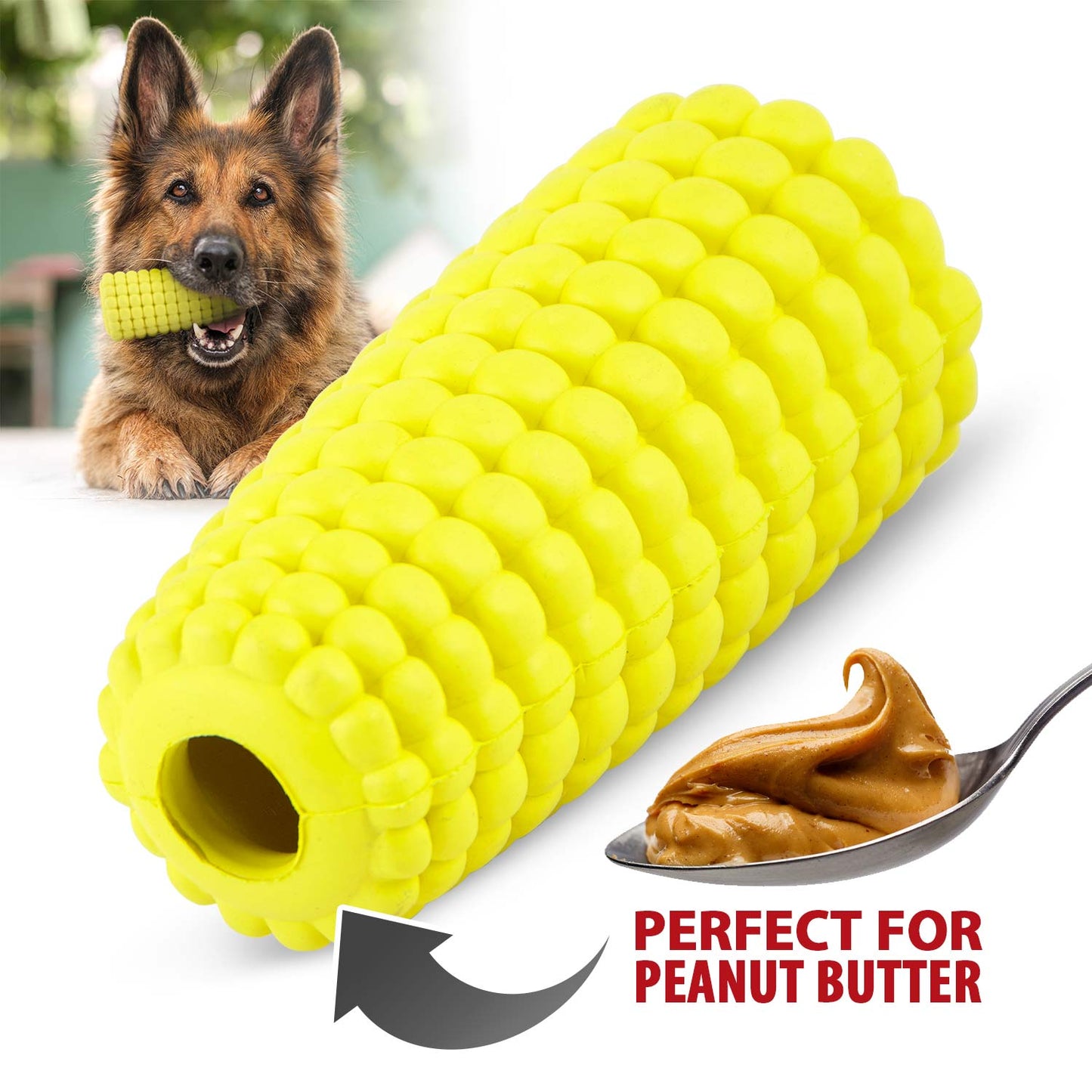 Jeffers Corn Cob Stuffable Treat Dispenser Dog Chew Toy | Natural Rubber | Medium | 1 or 2 Pack