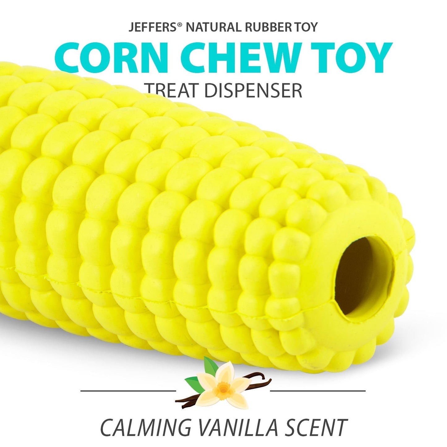 Jeffers Corn Cob Stuffable Treat Dispenser Dog Chew Toy | Natural Rubber | Medium | 1 or 2 Pack