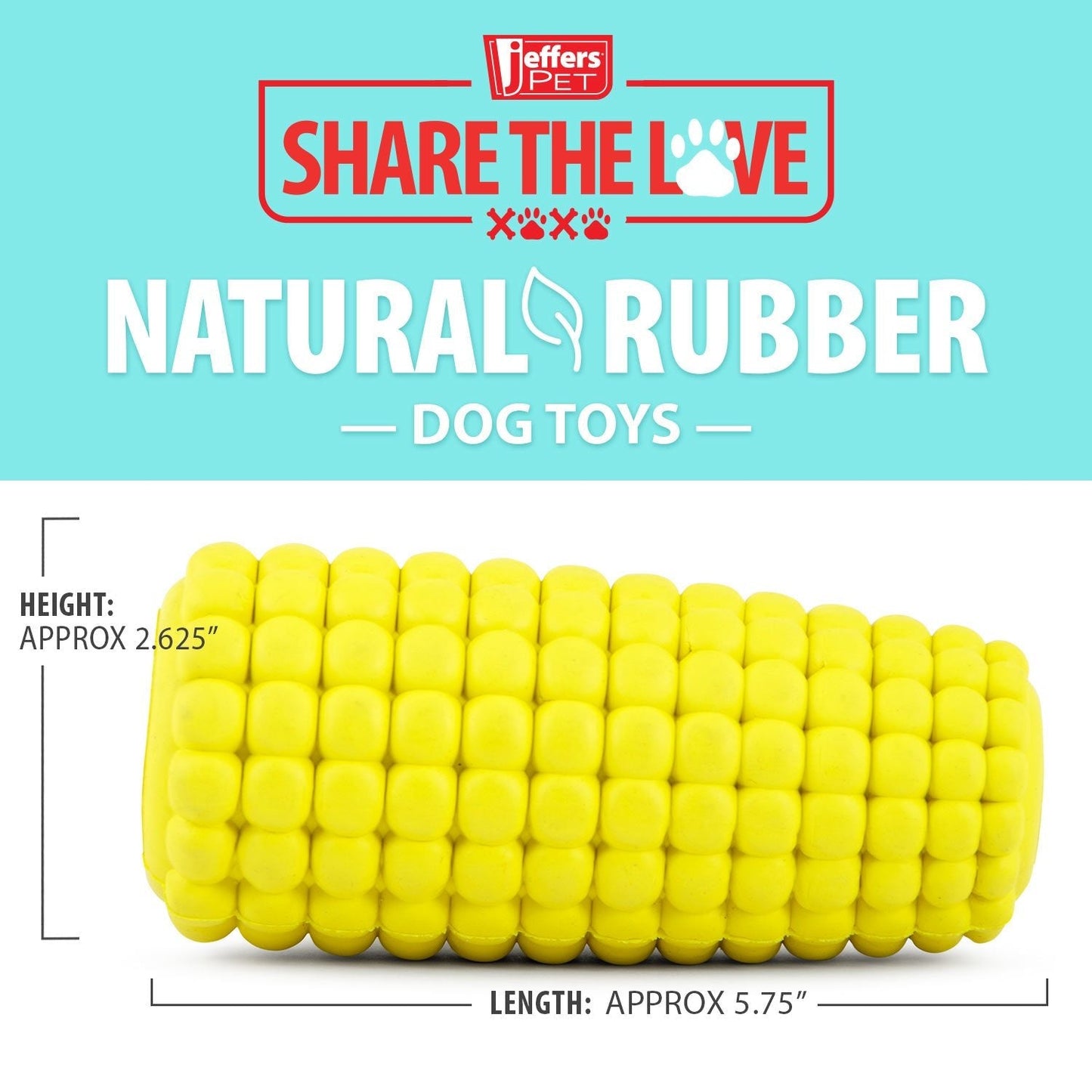 Jeffers Corn Cob Stuffable Treat Dispenser Dog Chew Toy | Natural Rubber | Medium | 1 or 2 Pack