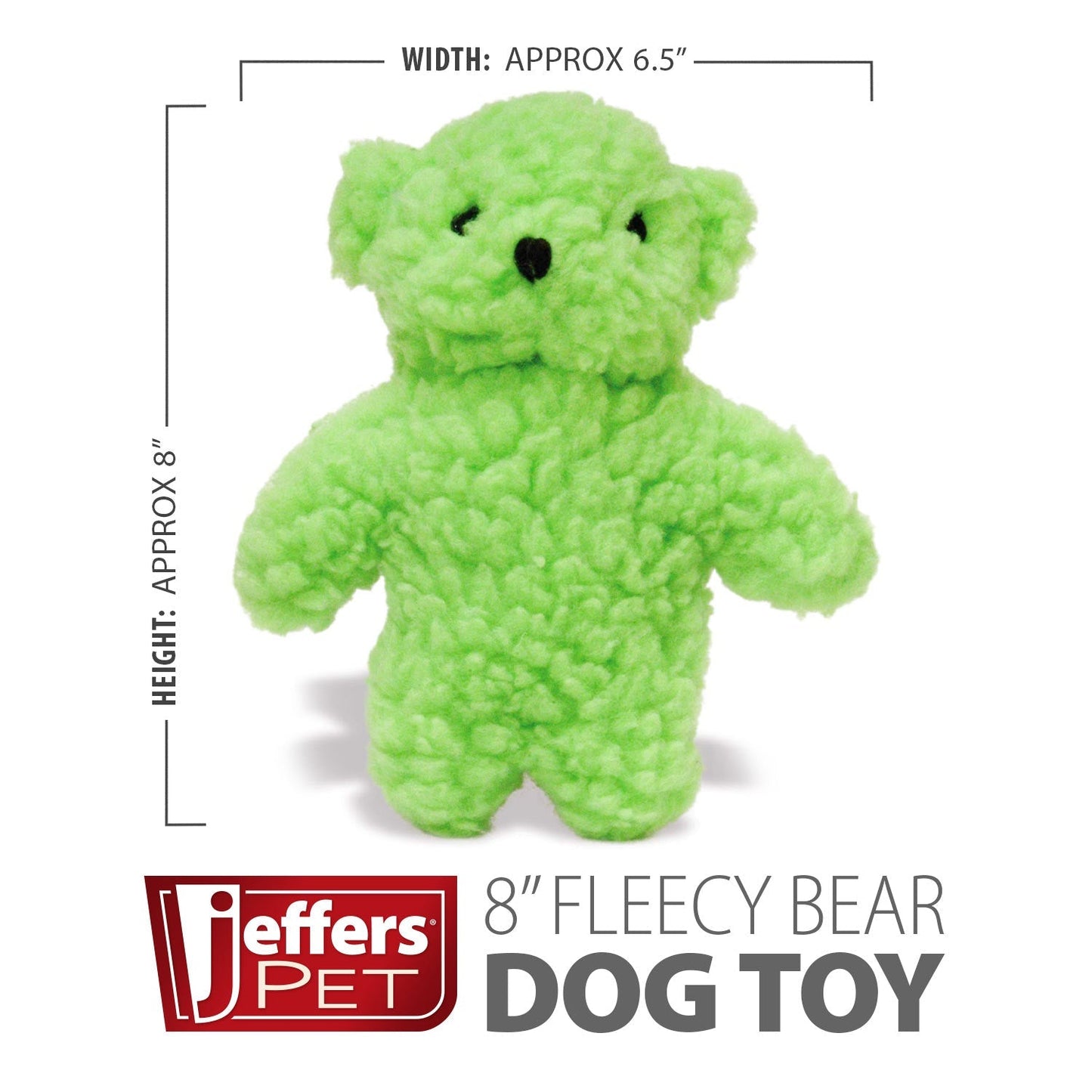 Jeffers Fleecy Bear Plush Squeaker Dog Toy | Soft Fleece | Built-In Squeaker | 5" or 8" | Single or 6-Pack