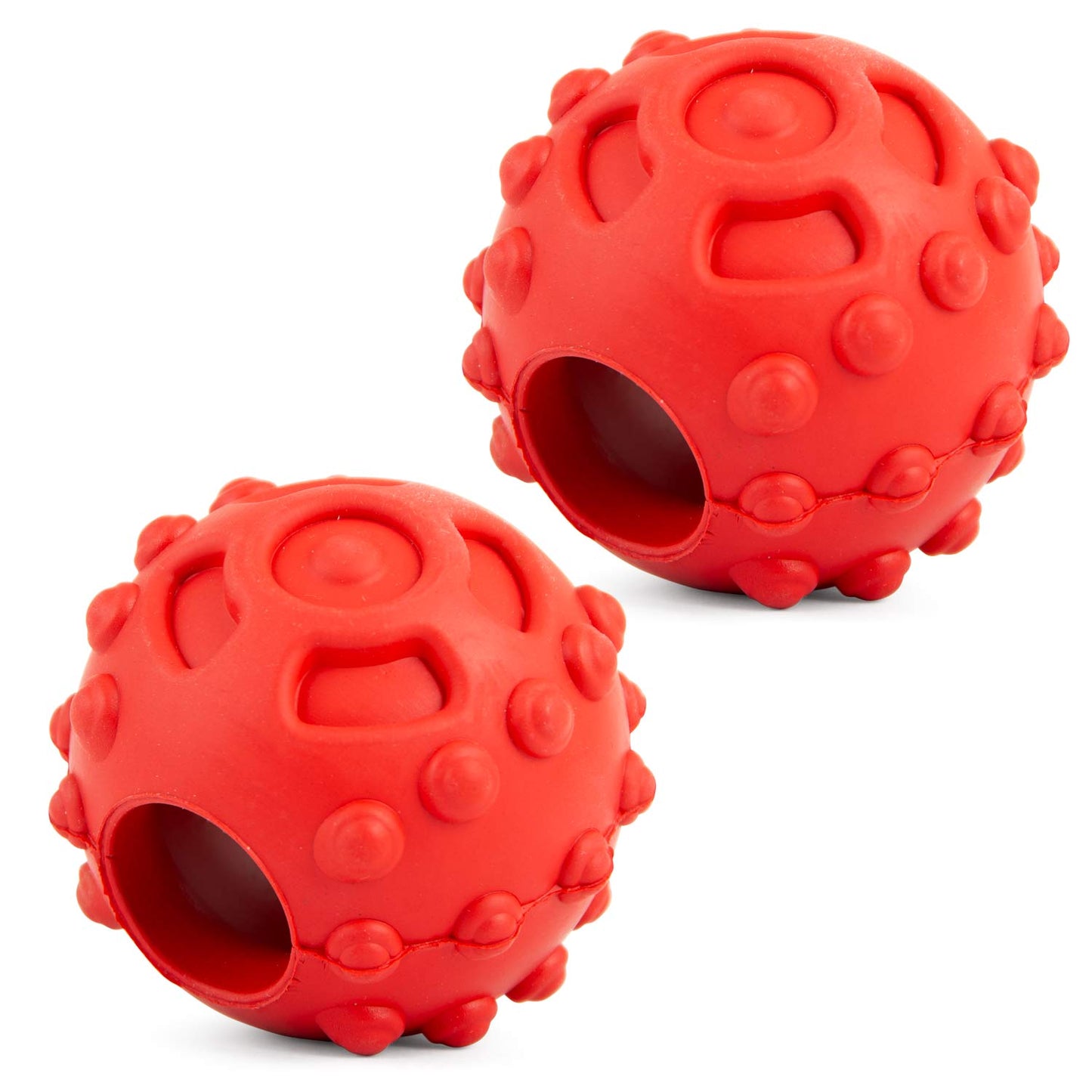 Jeffers Hollow Red Knobby Ball Dog Chew Toy | Treat Dispenser | Natural Rubber | Medium | 1 or 2 Pack