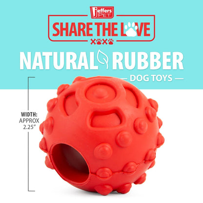Jeffers Hollow Red Knobby Ball Dog Chew Toy | Treat Dispenser | Natural Rubber | Medium | 1 or 2 Pack