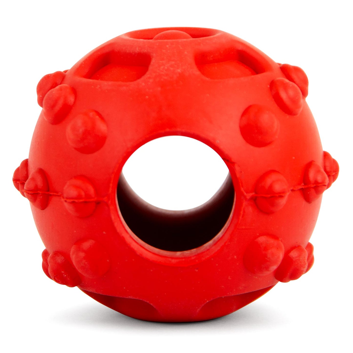 Jeffers Hollow Red Knobby Ball Dog Chew Toy | Treat Dispenser | Natural Rubber | Medium | 1 or 2 Pack