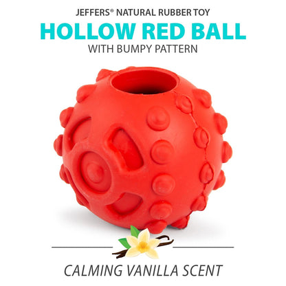 Jeffers Hollow Red Knobby Ball Dog Chew Toy | Treat Dispenser | Natural Rubber | Medium | 1 or 2 Pack