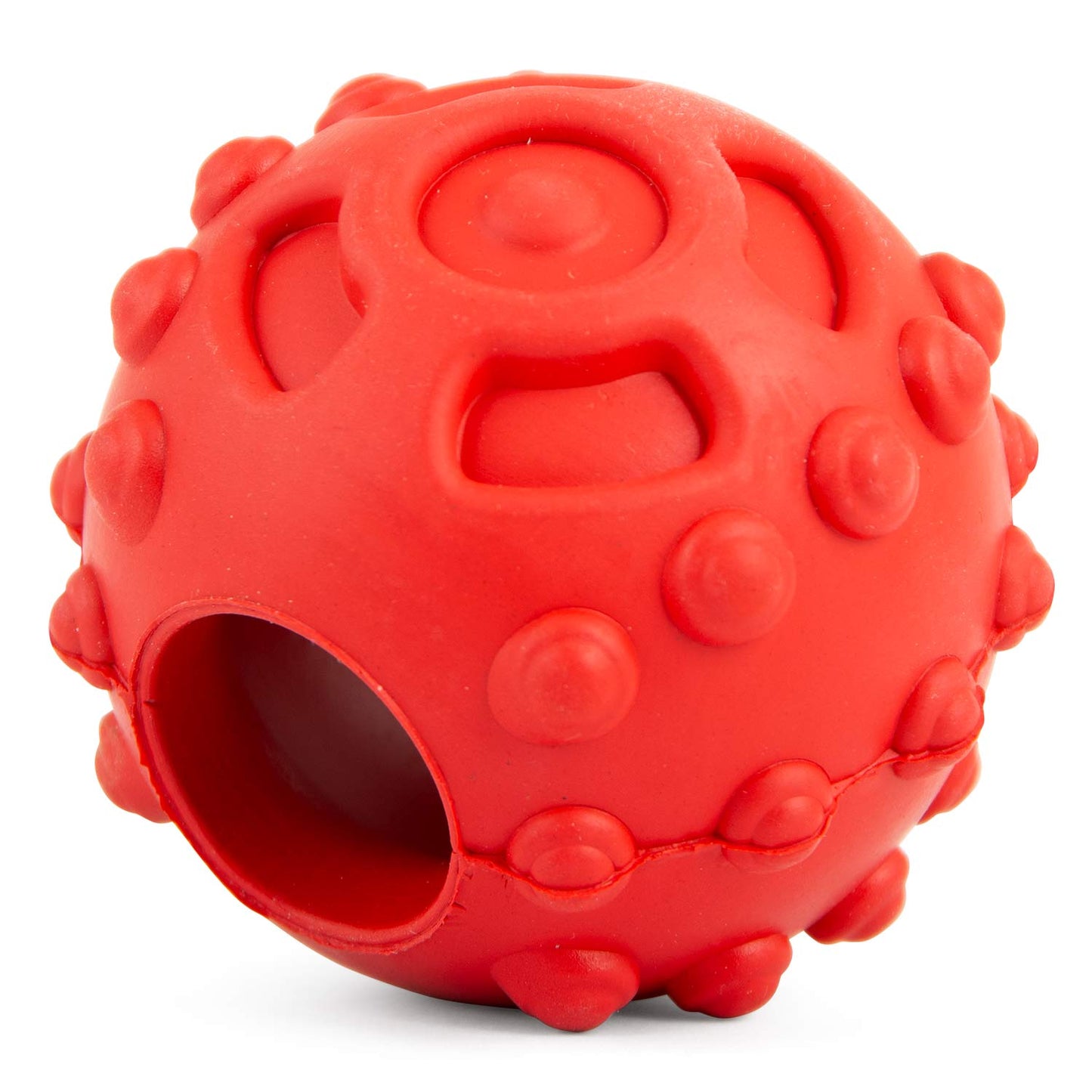 Jeffers Hollow Red Knobby Ball Dog Chew Toy | Treat Dispenser | Natural Rubber | Medium | 1 or 2 Pack