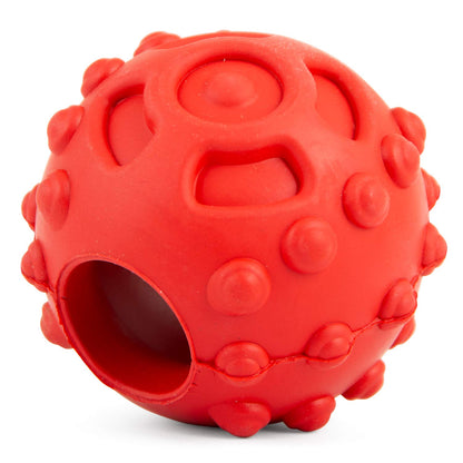 Jeffers Hollow Red Knobby Ball Dog Chew Toy | Treat Dispenser | Natural Rubber | Medium | 1 or 2 Pack