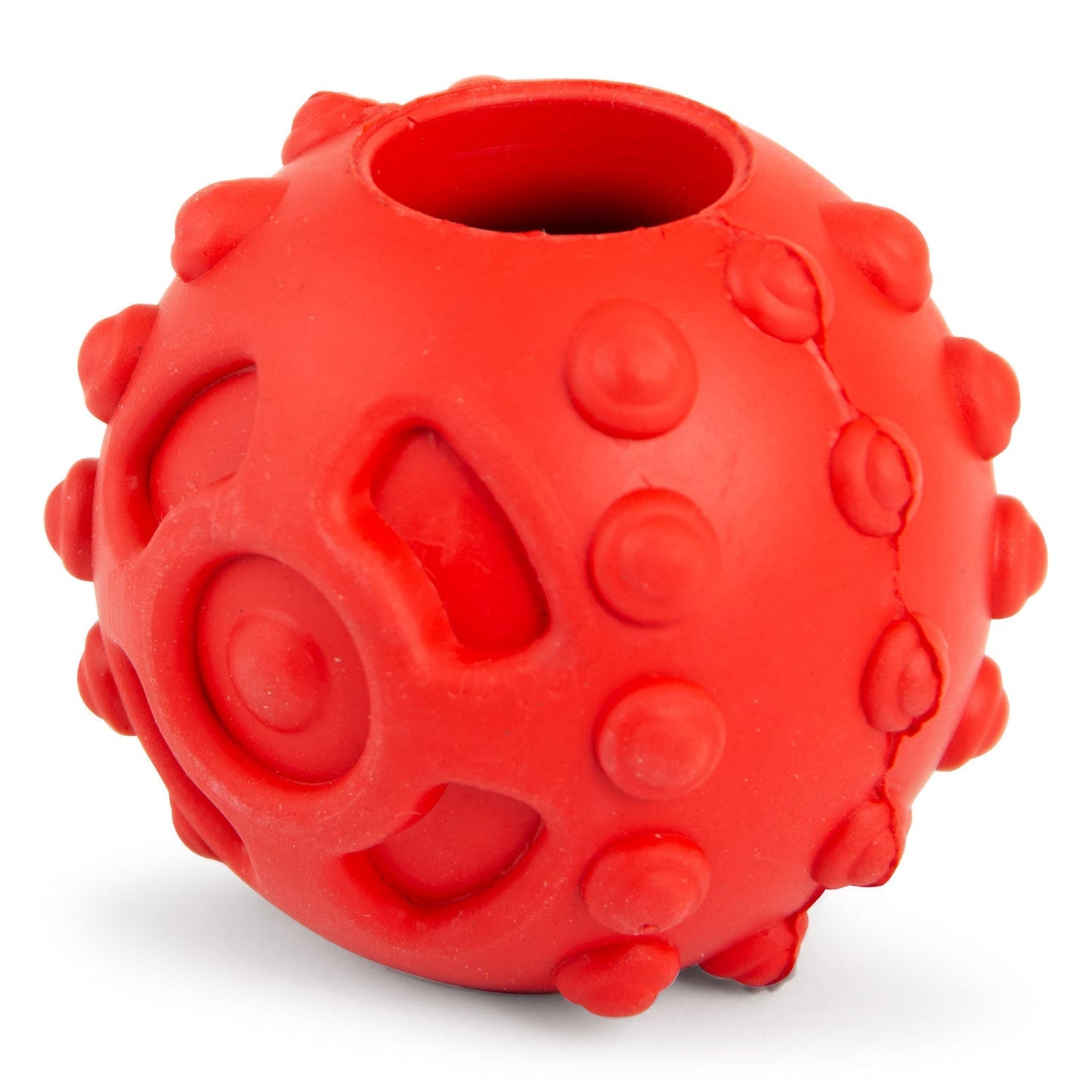 Jeffers Hollow Red Knobby Ball Dog Chew Toy | Treat Dispenser | Natural Rubber | Medium | 1 or 2 Pack