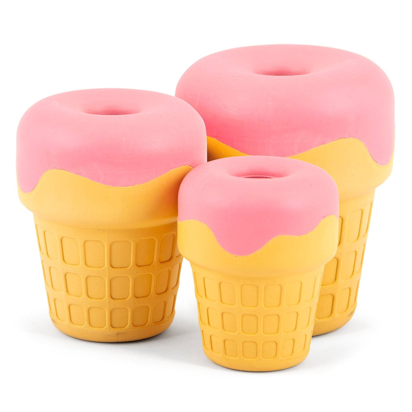 Jeffers Ice Cream Cone Dog Chew Toy | Stuffable Treat Dispenser | Natural Rubber | S, M or L | 1 or 2 Pack