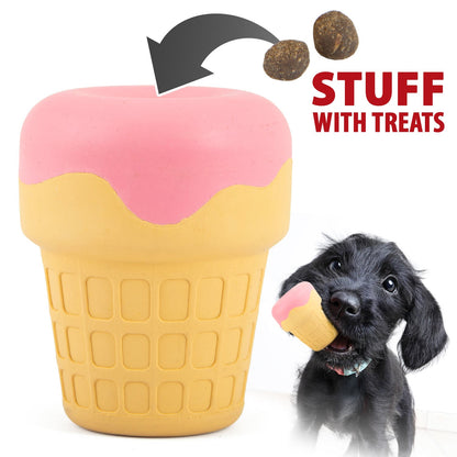 Jeffers Ice Cream Cone Dog Chew Toy | Stuffable Treat Dispenser | Natural Rubber | S, M or L | 1 or 2 Pack