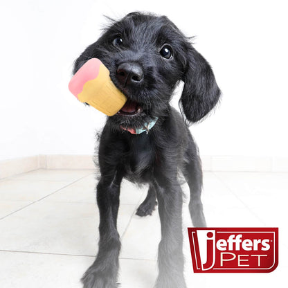 Jeffers Ice Cream Cone Dog Chew Toy | Stuffable Treat Dispenser | Natural Rubber | S, M or L | 1 or 2 Pack