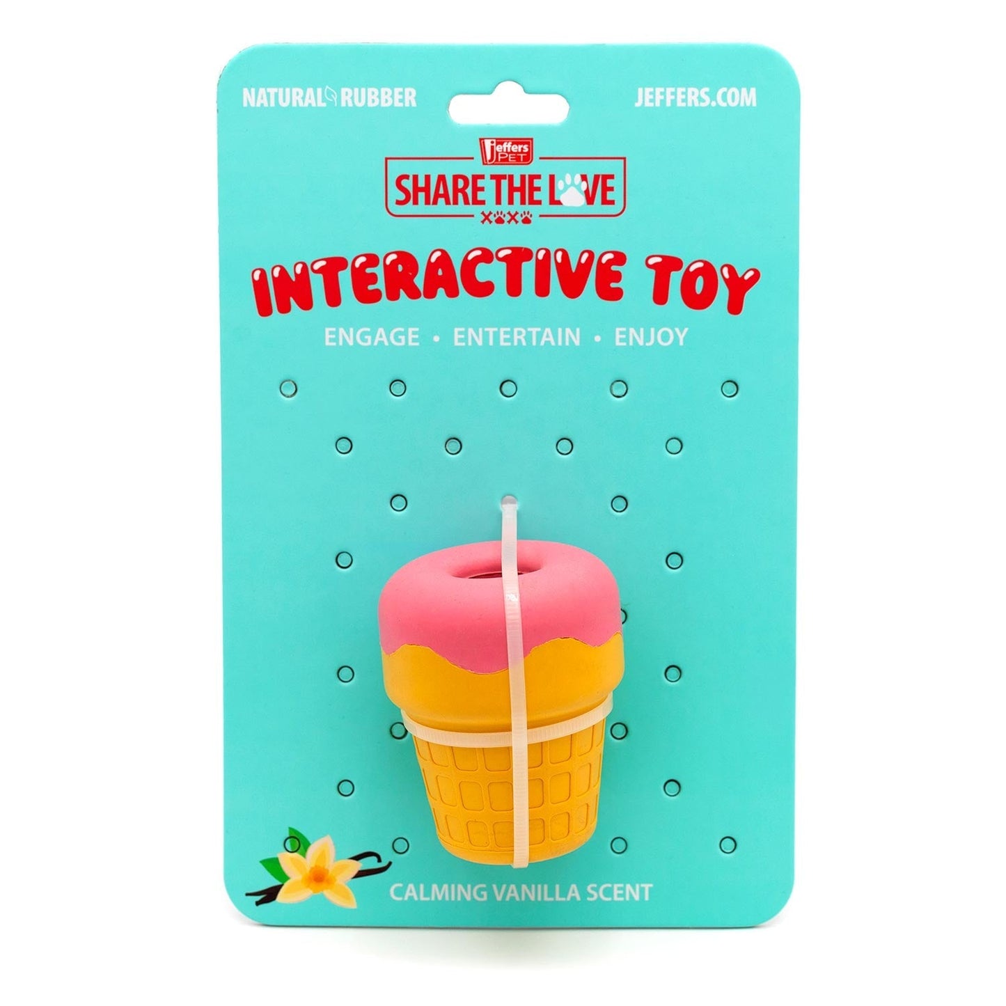 Jeffers Ice Cream Cone Dog Chew Toy | Stuffable Treat Dispenser | Natural Rubber | S, M or L | 1 or 2 Pack