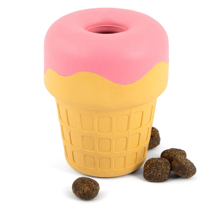 Jeffers Ice Cream Cone Dog Chew Toy | Stuffable Treat Dispenser | Natural Rubber | S, M or L | 1 or 2 Pack