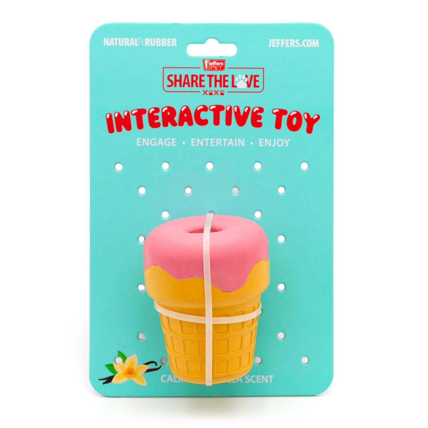 Jeffers Ice Cream Cone Dog Chew Toy | Stuffable Treat Dispenser | Natural Rubber | S, M or L | 1 or 2 Pack