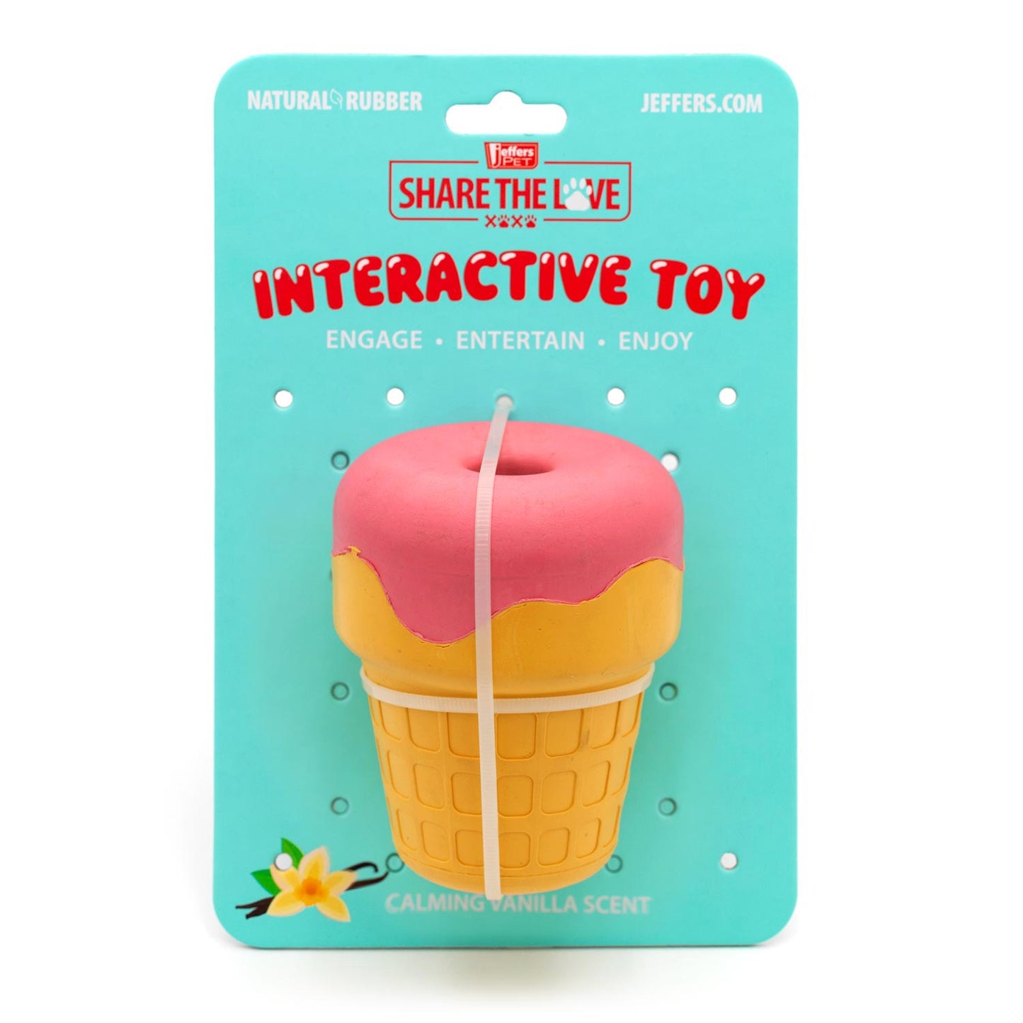 Jeffers Ice Cream Cone Dog Chew Toy | Stuffable Treat Dispenser | Natural Rubber | S, M or L | 1 or 2 Pack