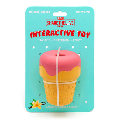 Jeffers Ice Cream Cone Dog Chew Toy | Stuffable Treat Dispenser | Natural Rubber | S, M or L | 1 or 2 Pack