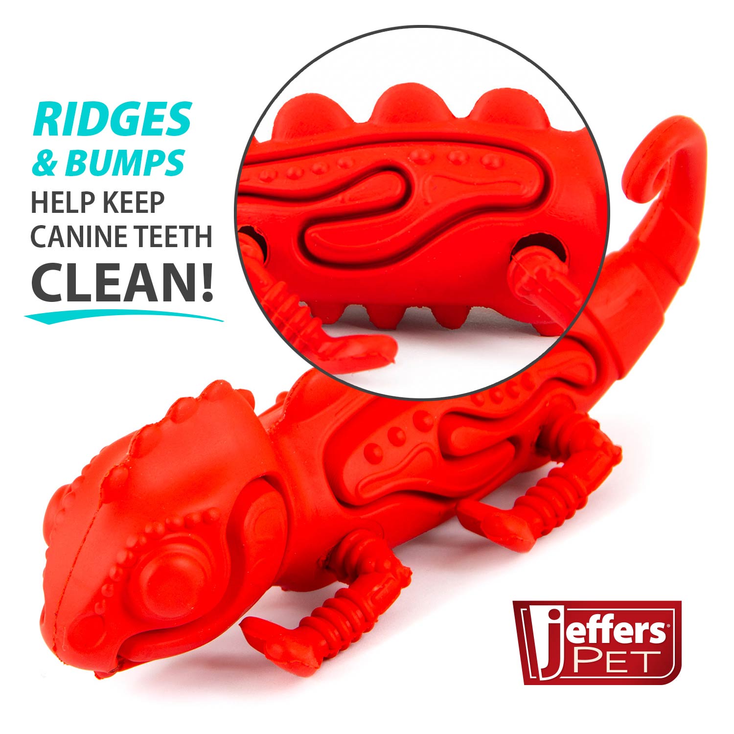 Jeffers Red Chameleon Natural Rubber Dental Chew Toy | Medium Chewers | Eco-Friendly | Jeffers - Niksstuff