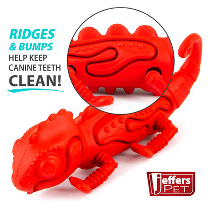 Jeffers Red Chameleon Natural Rubber Dental Chew Toy | Medium Chewers | Eco-Friendly | Jeffers - Niksstuff