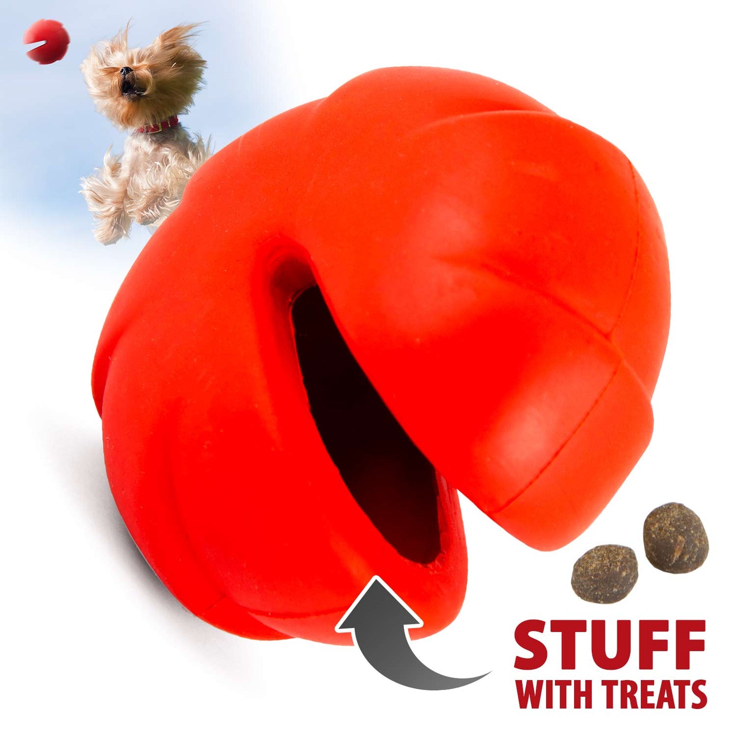 Jeffers Red Millipede Dog Chew Toy | Treat Dispenser | Natural Rubber | Small, Medium or Large | 1 or 2 Pack