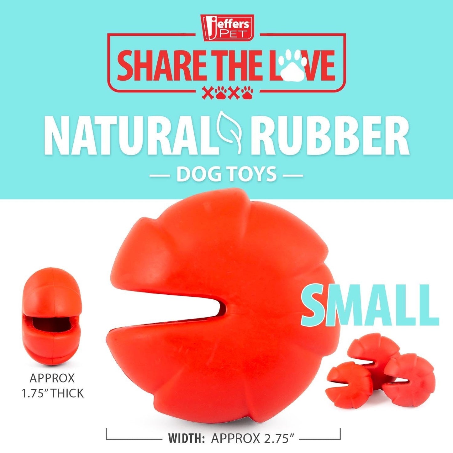 Jeffers Red Millipede Dog Chew Toy | Treat Dispenser | Natural Rubber | Small, Medium or Large | 1 or 2 Pack