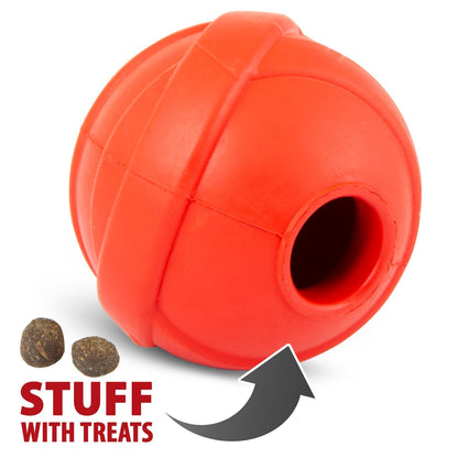 Jeffers Red Orbits Ball Dog Chew Toy | Treat Dispenser | Natural Rubber | Medium | 1 or 2 Pack