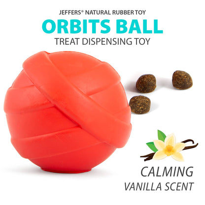 Jeffers Red Orbits Ball Dog Chew Toy | Treat Dispenser | Natural Rubber | Medium | 1 or 2 Pack