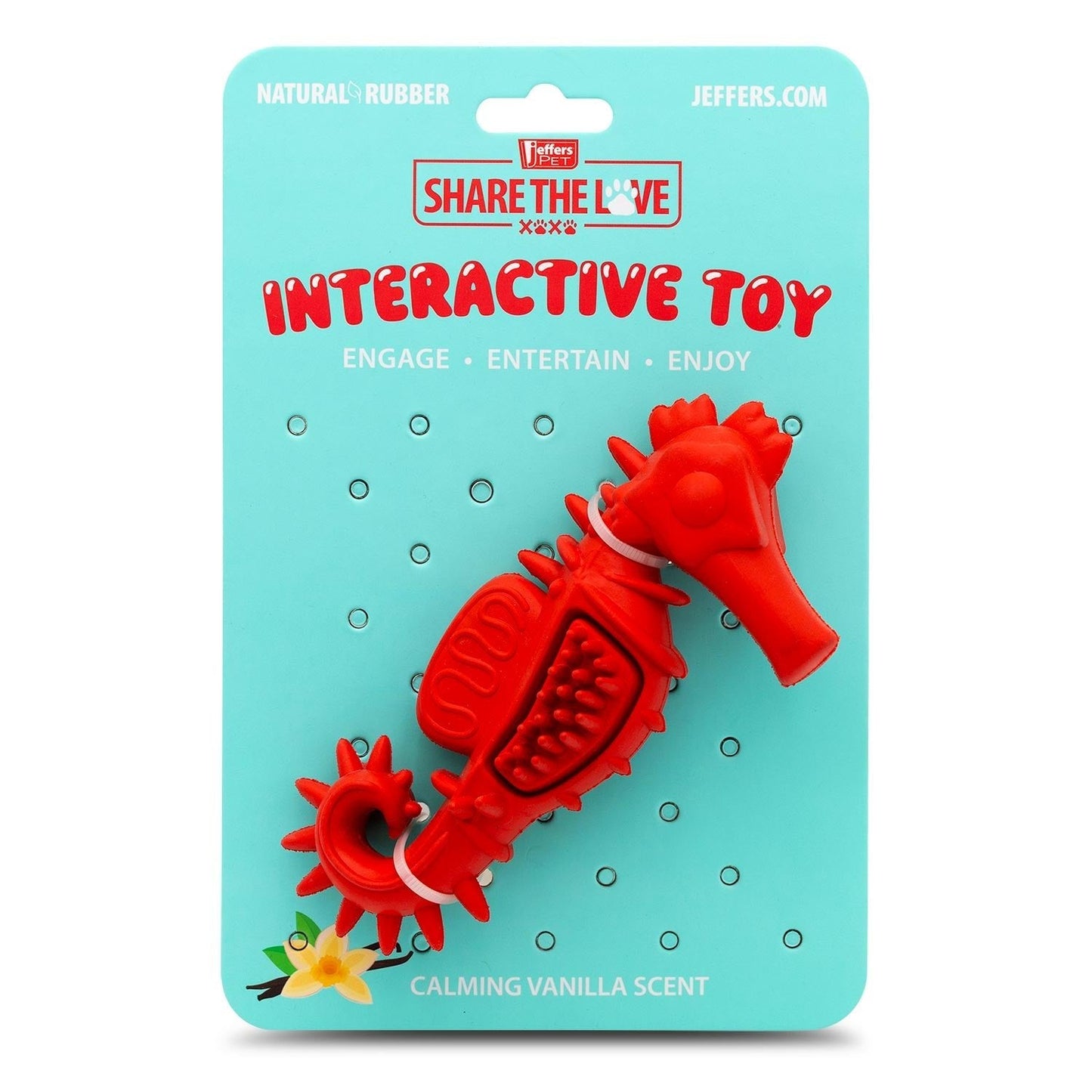 Jeffers Red Seahorse Natural Rubber Dental Chew Toy | Small | Vanilla Scent | Eco-Friendly | Jeffers - Niksstuff