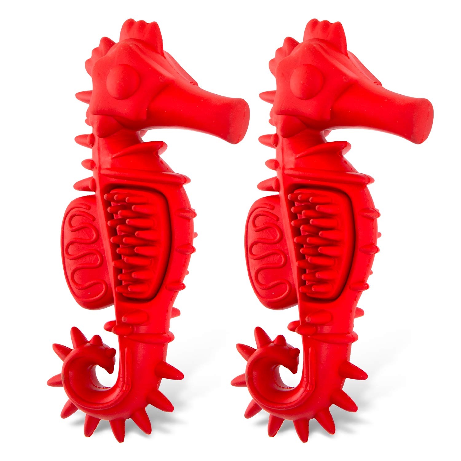Jeffers Red Seahorse Natural Rubber Dental Chew Toy | Small | Vanilla Scent | Eco-Friendly | Jeffers - Niksstuff