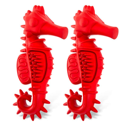 Jeffers Red Seahorse Natural Rubber Dental Chew Toy | Small | Vanilla Scent | Eco-Friendly | Jeffers - Niksstuff