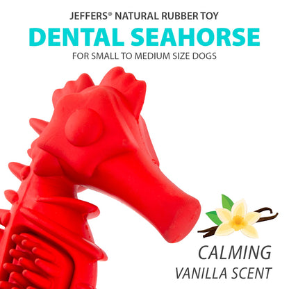 Jeffers Red Seahorse Natural Rubber Dental Chew Toy | Small | Vanilla Scent | Eco-Friendly | Jeffers - Niksstuff