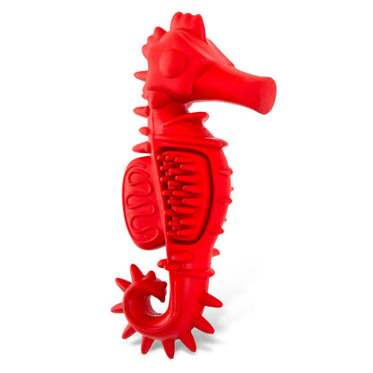 Jeffers Red Seahorse Natural Rubber Dental Chew Toy | Small | Vanilla Scent | Eco-Friendly | Jeffers - Niksstuff