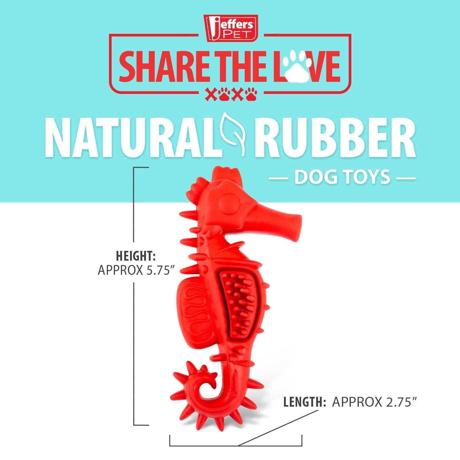 Jeffers Red Seahorse Natural Rubber Dental Chew Toy | Small | Vanilla Scent | Eco-Friendly | Jeffers - Niksstuff