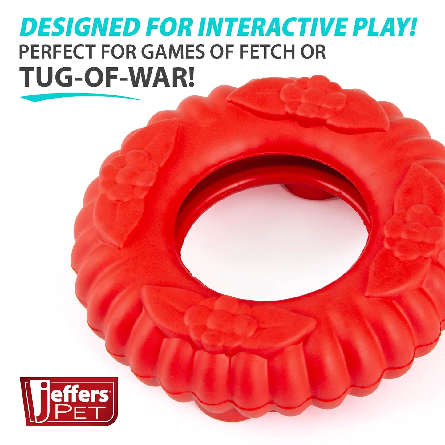 Jeffers Red Virgo Tugger Dog Toy | Tug-of-War + Chew | Natural Rubber | Small or Large | 1 or 2 Pack