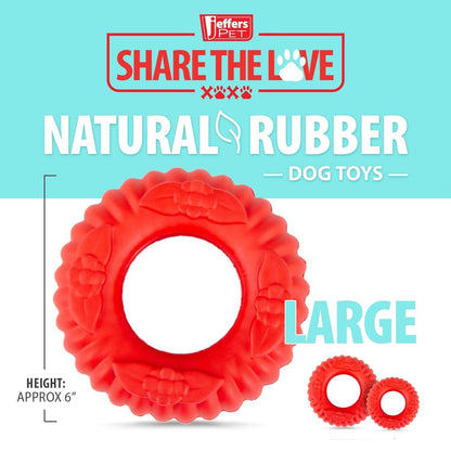Jeffers Red Virgo Tugger Dog Toy | Tug-of-War + Chew | Natural Rubber | Small or Large | 1 or 2 Pack