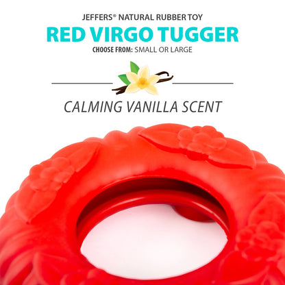 Jeffers Red Virgo Tugger Dog Toy | Tug-of-War + Chew | Natural Rubber | Small or Large | 1 or 2 Pack