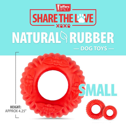 Jeffers Red Virgo Tugger Dog Toy | Tug-of-War + Chew | Natural Rubber | Small or Large | 1 or 2 Pack