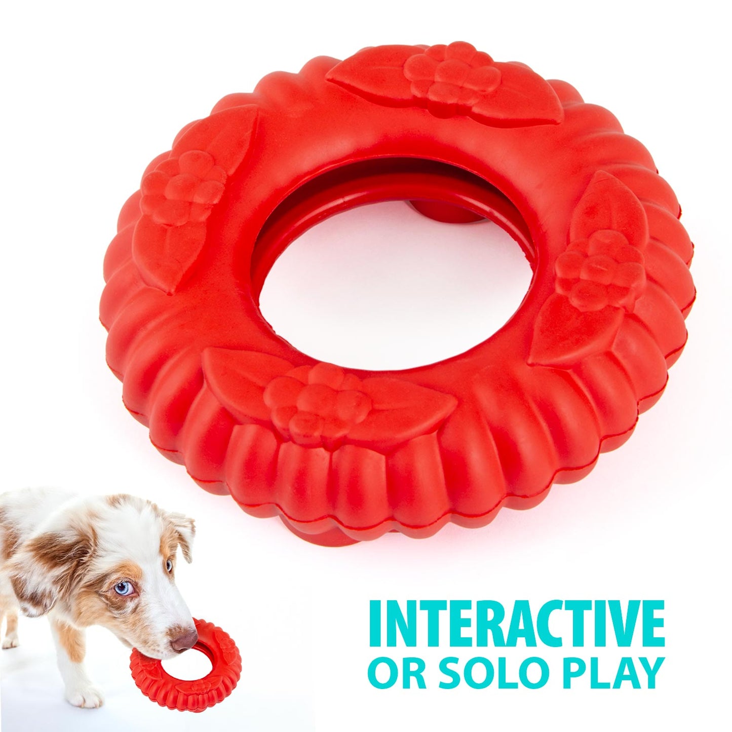 Jeffers Red Virgo Tugger Dog Toy | Tug-of-War + Chew | Natural Rubber | Small or Large | 1 or 2 Pack