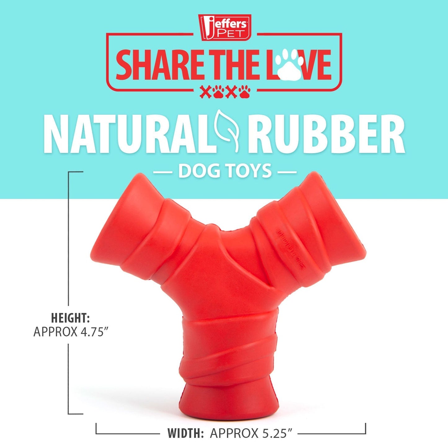 Jeffers Red “Y” Dog Chew Toy | Treat Dispenser | Natural Rubber | Medium | 1 or 2 Pack