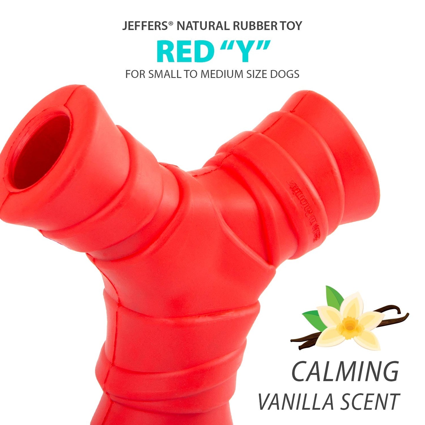 Jeffers Red “Y” Dog Chew Toy | Treat Dispenser | Natural Rubber | Medium | 1 or 2 Pack